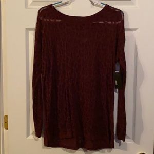 Wine cheetah sheer long sleeve shirt. Size large